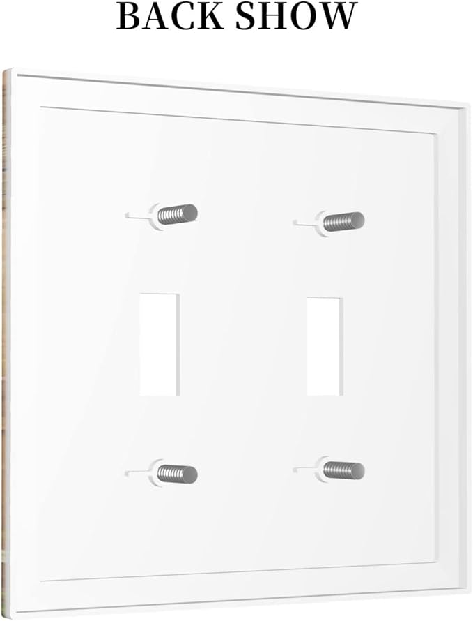 Decorative Switch Plate Covers Farm Cow Farmhouse Barn Door Rustic Vintage Wooden 2 Gang Double Rocker Decora Light Switch Cover Country Wildlife Funny Dual Outlet Wall Plate Electrical Faceplate GFCI
