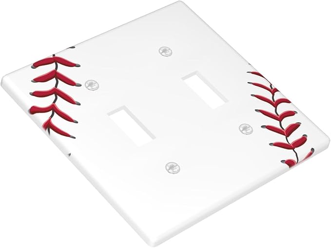 Baseball Double Light Switch Cover Plates Decorative 2 Gang Wall Plate Double Toggle Lightswitch Cover
