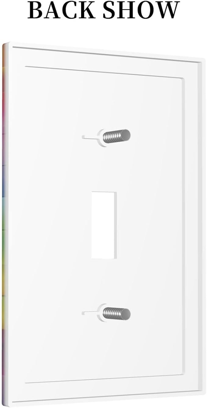 3D Colorful Rainbow Wall Abstract Squre Shaped 1 Gang Light Switch Covers Decorative Unique Single Toggle Wall Plate Switchcover Electrical Switchplate for Kitchen Bathroom Bedroom Decor