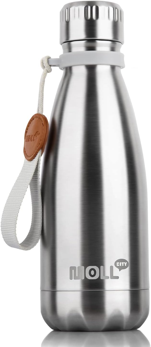 Small Water Bottle-12 oz Stainless Steel Vacuum Insulated Water Bottle for Back to School-Reusable Metal Water Bottle for Kids, BPA Free (Silver)