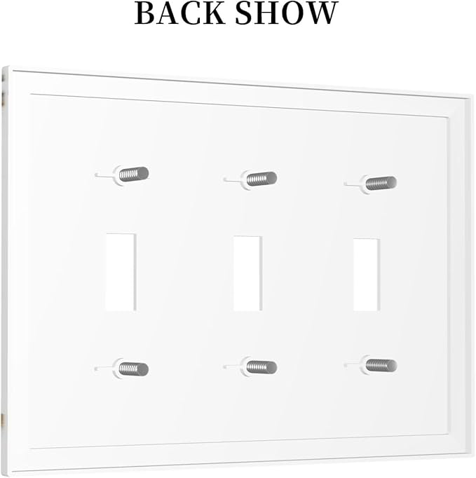 White Gold Marble Modern Abstract Luxury Print Decorative Switch Plates 3 Gang Wall Plate Triple Toggle Light Switch Cover Faceplate Electrical Wall Panels for Bathroom Kitchen Decor