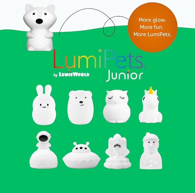 Lumipets Junior Fox Night Light, Soft Silicone Material, 8 Soothing Colors, Cordless, Easy Control, Portable