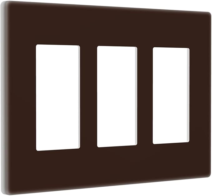 Coffee Brown 3 Gang Triple Rocker/Decorator Light Switch Wall Plate Cover Decorative GFCI Electrical Faceplate Switchplate Dimmer