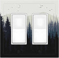 Decorative Outlet Covers Forest Pine Tree Mountains Black Bird 2 Gang Double Gfci Rocker Electrical Wall Panels Light Switch Cover Plate For Bed Room Farmhouse Decor