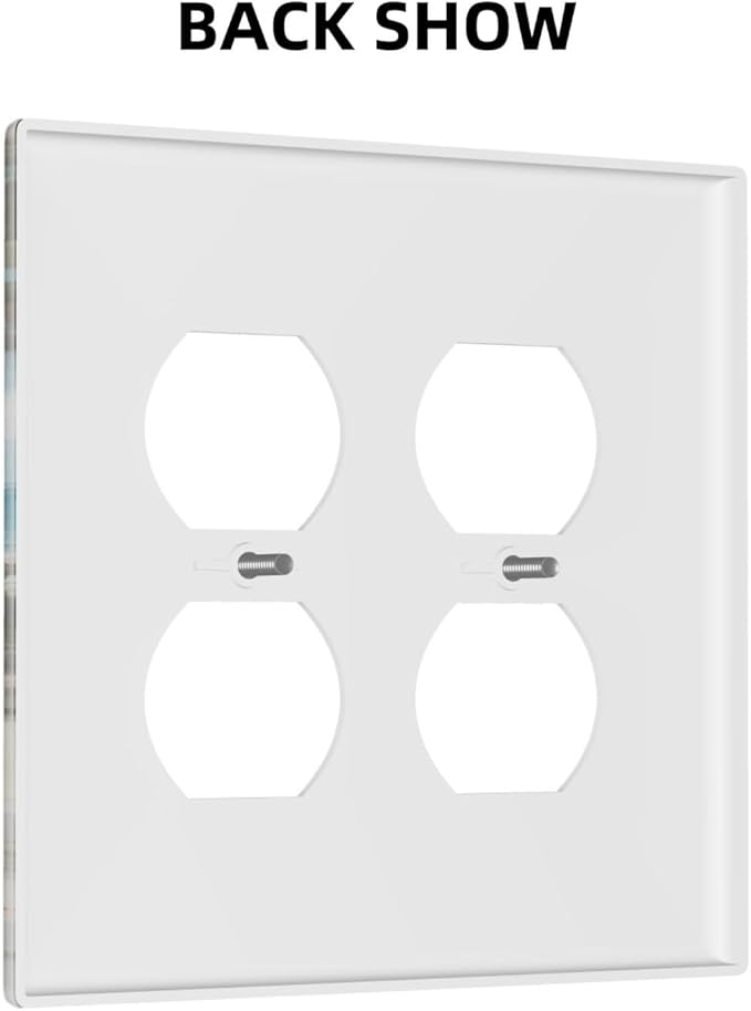 Ocean Beach Tropical Palm Tree Coastal Seaside Outlet Covers 2 Gang Double Duplex Decorative Light Switch Covers Electrical Wallplates Socket Faceplate for Kids Room Living Room Decor