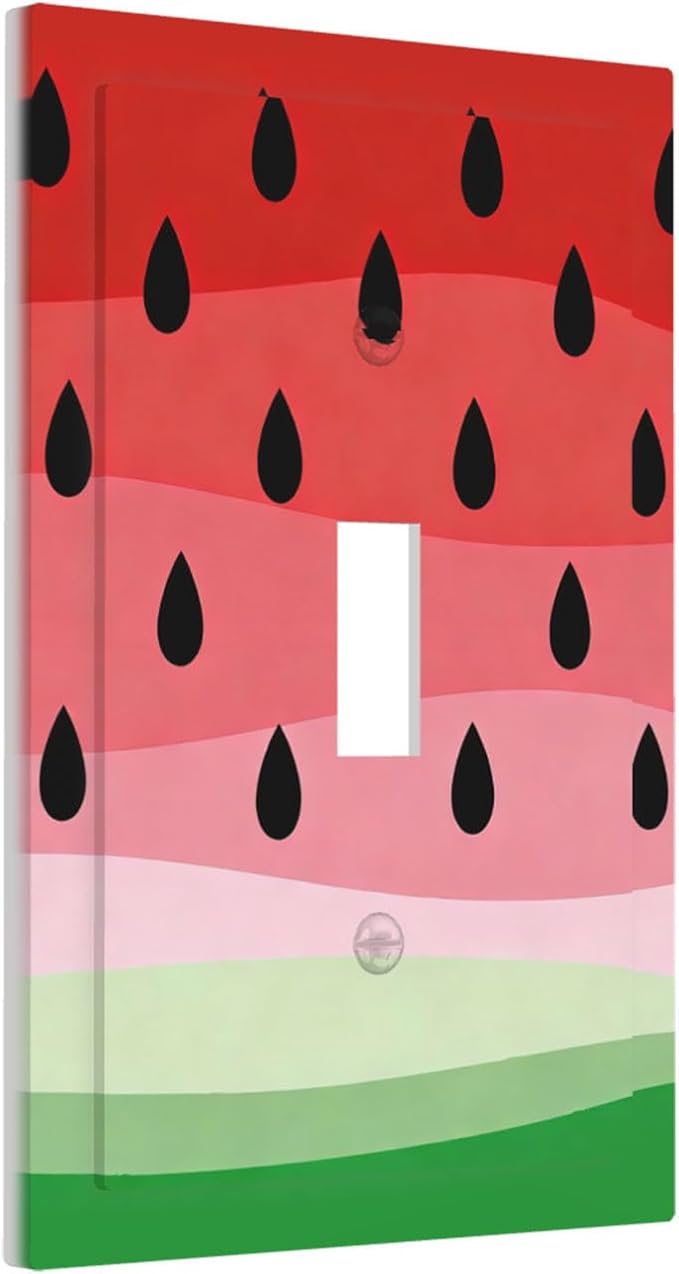 Gradient Watermelon Slice & Seeds 1-Gang Toggle Light Switch Plate, Summer Freshness Cute Fruit Design Decorative Wall Plate for Kitchen Decor