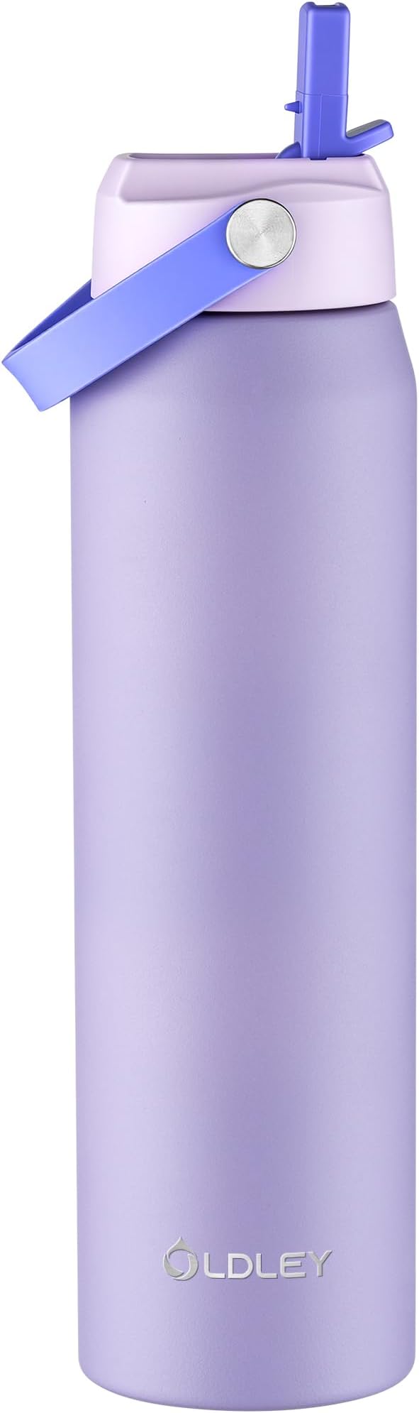 Oldley 32oz Insulated Water Bottle with Straw, Stainless Steel Water Bottle for Sports, Travel, School, BPA-Free Sports Bottles for Adult Kids, Leak-Proof, Purple