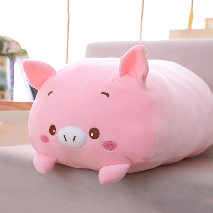 Pig Plush Pillow, Soft Pink Pig Stuffed Animal Body Pillow Toy Gifts for Bedding, Kids, 23.6"