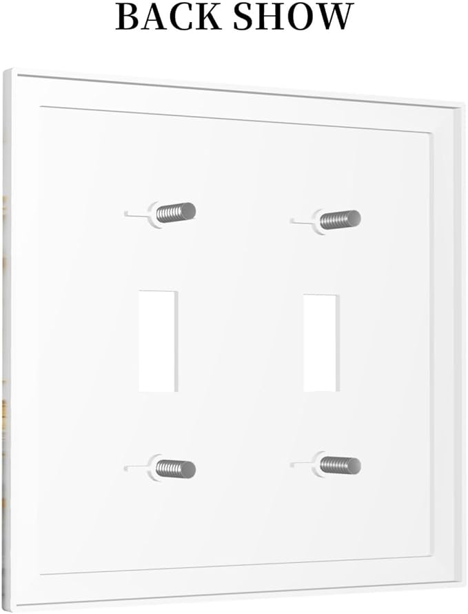 Exquisite White Gold Marble Abstract Luxurious Print Decorative Switch Plates 2 Gang Double Toggle Outlet Light Switch Cover Wall Plate Electrical Faceplate for Bathroom Kitchen Decor