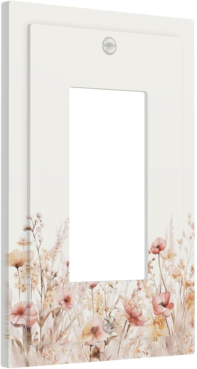 Decorative Outlet Covers Boho Floral Watercolor Flower Pattern 1 Gang Single Rocker Light Switch Cover Plate GFCI Wall Plates Electrical Switch Plate Cover for living Room Home Decor