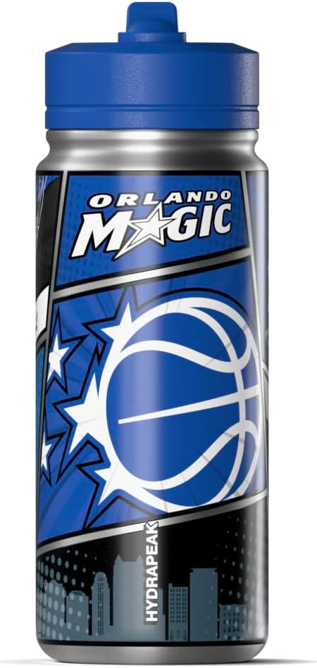 Hydrapeak x NBA Orlando Magic 20 oz Stainless Steel Water Bottle, Officially Licensed Double Wall Insulated Sports Bottle with Straw Lid, Reusable Leakproof Gift for Kids & Adults