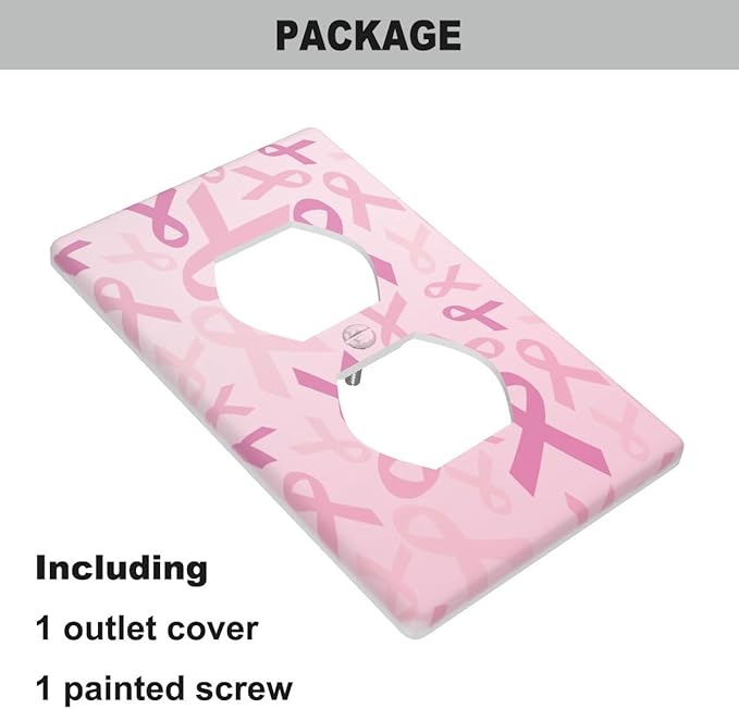 Breast Cancer Ribbon Wall Plate Cover Pink Robbin Outlet Covers 1-Gang Switch Plug Duplex Cover Home Bedroom Bathroom Kitchen