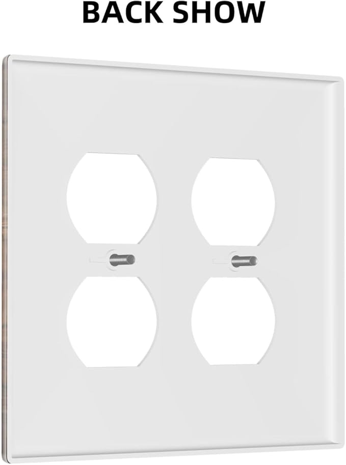 Decorative Outlet Covers Retro Brown Wood Barndoor 2 Gang Light Switch Cover Plate Double Duplex Wall Plates for Electrical Outlets Switch Plate Covers for Farmhouse Home Decor