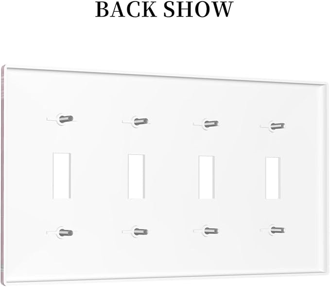 Sparkling Diamonds Pink Silver Glitter Drops Print Quad Toggle Light Switch Covers Decorative Unique 4 Gang Wall Plate Electrical Faceplate Switchplate for Kitchen Bedroom Bathroom Decor