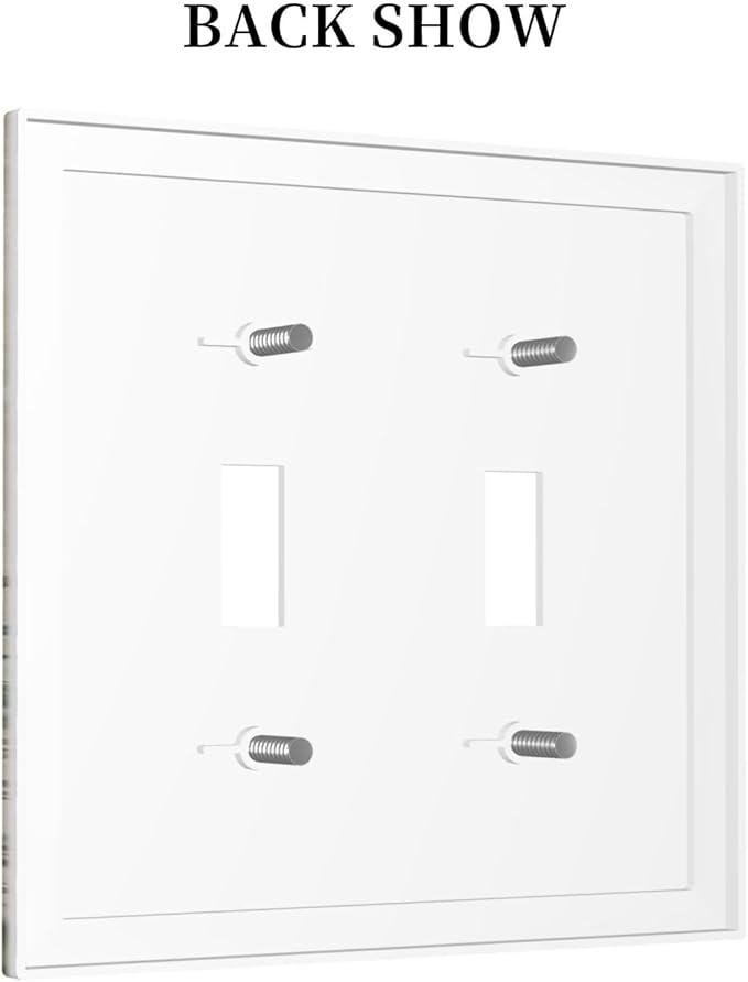 Vintage Wild Flowers Botanical Green Leaves Plants Double Toggle Light Switch Covers Decorative Rustic Wood Plank 2 Gang Wall Plate Dual Electrical Faceplate Switchplate for Farmhouse Bathroom