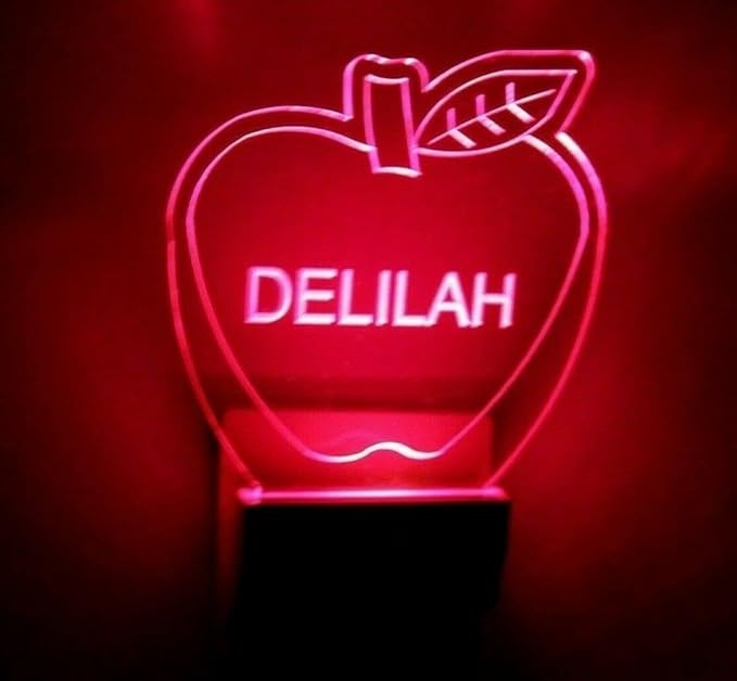 MIRROR MANIA Night Light Multi Color Personalized LED Plug-in, Ultra-Slim Touch Night Light Smart Dusk to Dawn Sensor, Kids Children's Bedroom Kitchen Bathroom Hallway Play Room Variations (Apple)