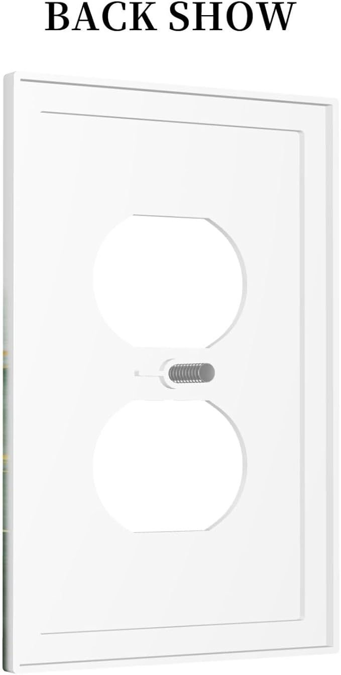 Decorative Outlet Covers Green Gold Leaf Marble Modern Abstract 1 Gang Duplex Light Switch Cover Plate Electrical Switch plates WallPlates Socket Covers for Kitchen Bathroom Decor