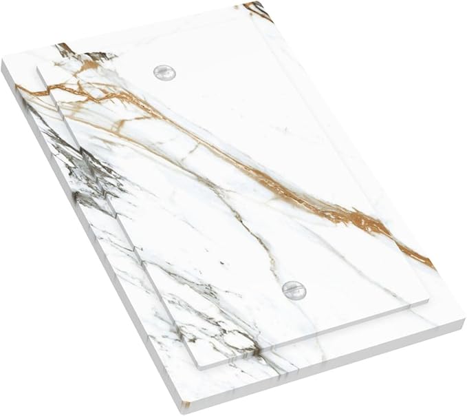 White Gold Marble Modern Abstract Luxury Print Light Switch Cover Plate 1 Gang No Device Blank Electrical Wall Plates Faceplate Decorative Switch Plate Covers for Bathroom Kitchen Decor