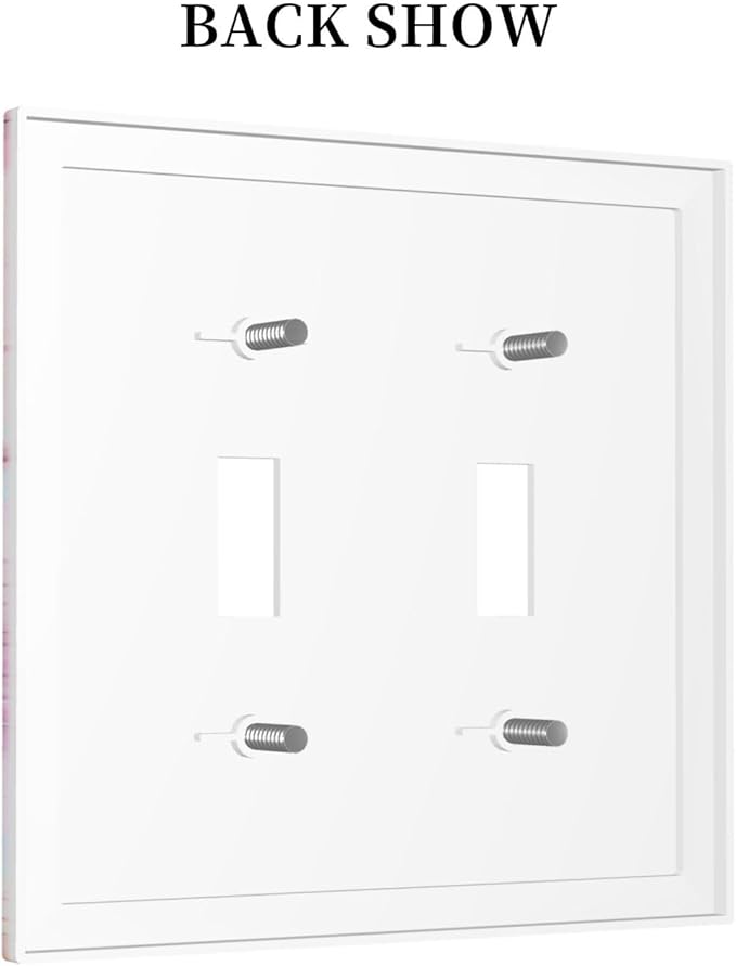 Decorative Switch Plate Covers Cute Marble Texture 2 Gang Double Toggle Light Switch Cover Pink Purple Gold Abstract Electric Wall Plate Dual Device Electrical Faceplate for Kids Girls Nursery Decor