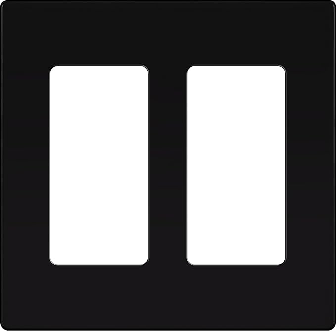TG Screwless Decorator Wall Plates Child Safe Outlet Covers, Size 2-Gang 4.50" H x 4.55” L, Unbreakable Polycarbonate Thermoplastic, UL Listed, Glossy, Black (1 Pack)