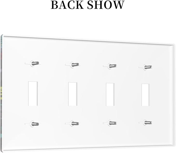 Gamer Video Game Themed Cool Controller Print Light Switch Covers Quad Toggle Electrical Faceplate 4 Gang Wall Plate Decorative Switch Plates Cover for Kids Room Office Decor