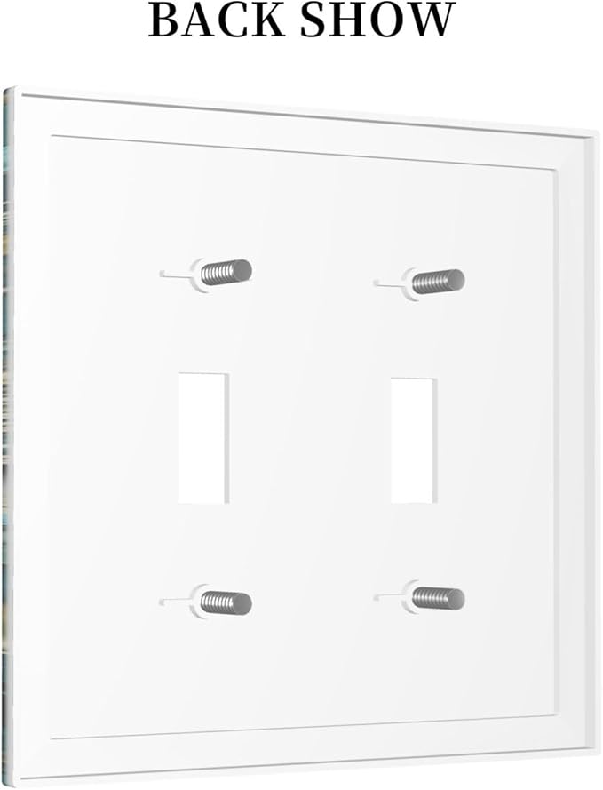 Decorative Switch Plates Green Leaf Floral Boho Golden Flower Plant 2 Gang Double Toggle Outlet Light Switch Cover Wall Plate Electrical Faceplate For Bed Room Cabin Decor