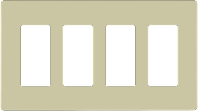 ENERLITES Screwless Decorator Wall Plate Child Safe Outlet Cover, Size 4-Gang 4.68" H x 8.30" L, Unbreakable Polycarbonate Thermoplastic, SI8834-I, Glossy, Ivory