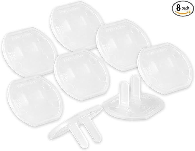 Power Gear Child Safety Electrical Outlet Covers, 8 Pack, Tamper‑Resistant Plug Protectors for Standard Wall Outlets, Baby‑Proof & Child‑Proof Safety Caps, Clear, 50271