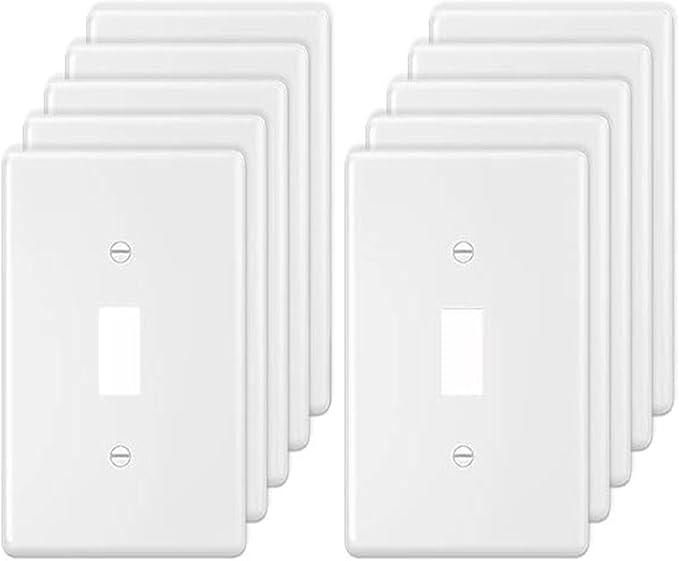 Toggle Light Switch Wall Plate Cover Single Switch Wall Plate 1-Gang Electrical Faceplate, White (10-Pack)