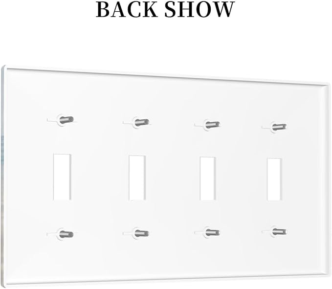 Light Switch Cover Summer Beach Starfish Shells 4 Gang Switch Plate Covers Quad Toggle Wall Plates Decorative Switchplate Electrical Faceplate for Bathroom Home Decor