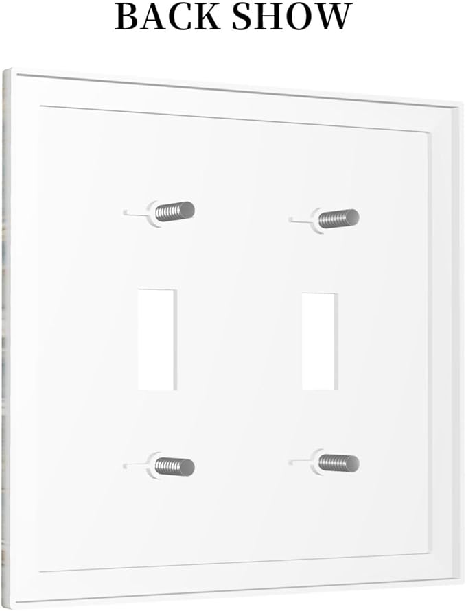 Decorative Light Switch Cover Plate Rustic Blue White Plum Blossom Flower 2 Gang Outlet Covers Double Toggle Wall Plates for Electrical Switch Plate Covers Faceplate for Bedroom Decor