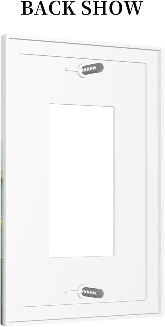 Light Switch Cover Plate Green Gold Leaf Marble Modern Abstract 1 Gang Outlet Covers Single Rocker Decorative Switch plates Electrical Wall Plates GFCI Receptacle for Kitchen Bathroom Decor
