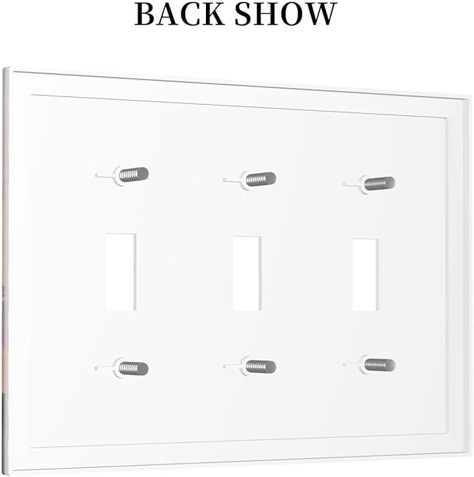 Abstract Sunset Dusk Natural Scenery Wild Flowers Decorative Switch Plates 3 Gang Wall Plate Triple Toggle Light Switch Cover Faceplate Electrical Wall Panels for Farmhouse Bedroom Decor
