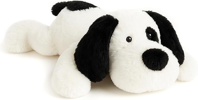 WEIGEDU Floppy Stuffed Dog Puppy Plush Toy, Huggable White Beagle with Black Ears Labrador Retriever Stuffed Animal Dogs for Kids Girls Boys Baby Birthday Bedtime Gift, 20 inches