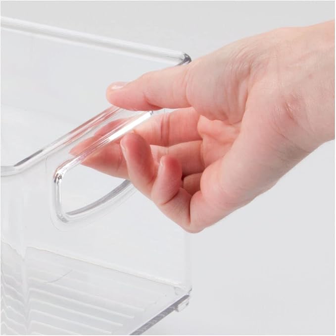 mDesign Plastic Baby Nursery and Food Organizer - Storage Holder Bin with Handles for Closet, Cupboard, Cabinet, Drawers, Shelves - Holds Canned Food, Bottles - Ligne Collection - 2 Pack - Clear