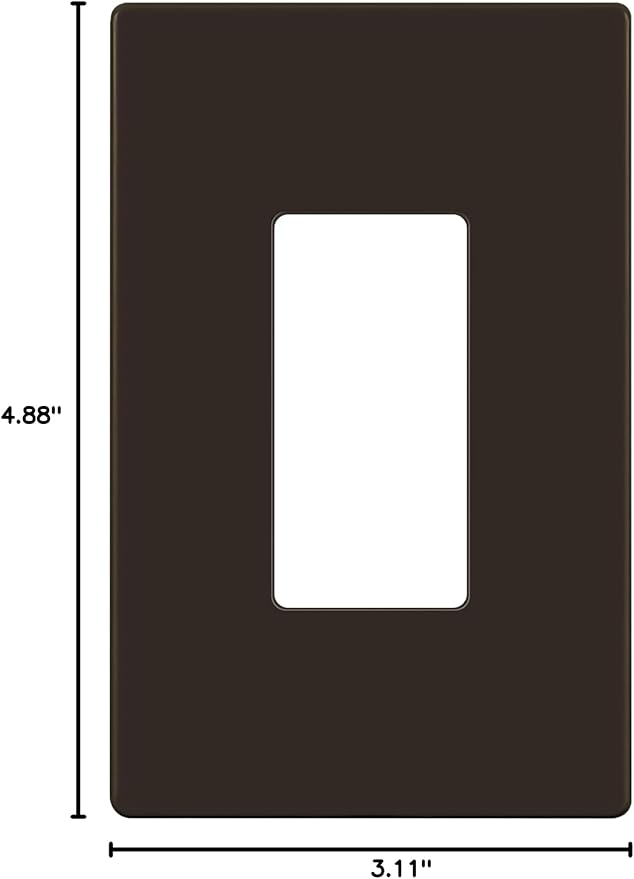 ENERLITES Screwless Decorator Wall Plates Child Safe Outlet Covers, Gloss Finish, Medium Size 1-Gang 4.88" H x 3.11" L, Unbreakable Polycarbonate Thermoplastic, SI8831M-BR, Brown