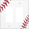 Baseball Double Gang Rocker Decorative Light Switch Cover, 2-Gang Wall Plate Outlet Cover