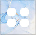 Modern Art Blue Gold Marble Abstract Luxury Print Outlet Covers 2 Gang Double Duplex Decorative Light Switch Covers Electrical Wallplates Socket Faceplate for Bathroom Living Room Decor