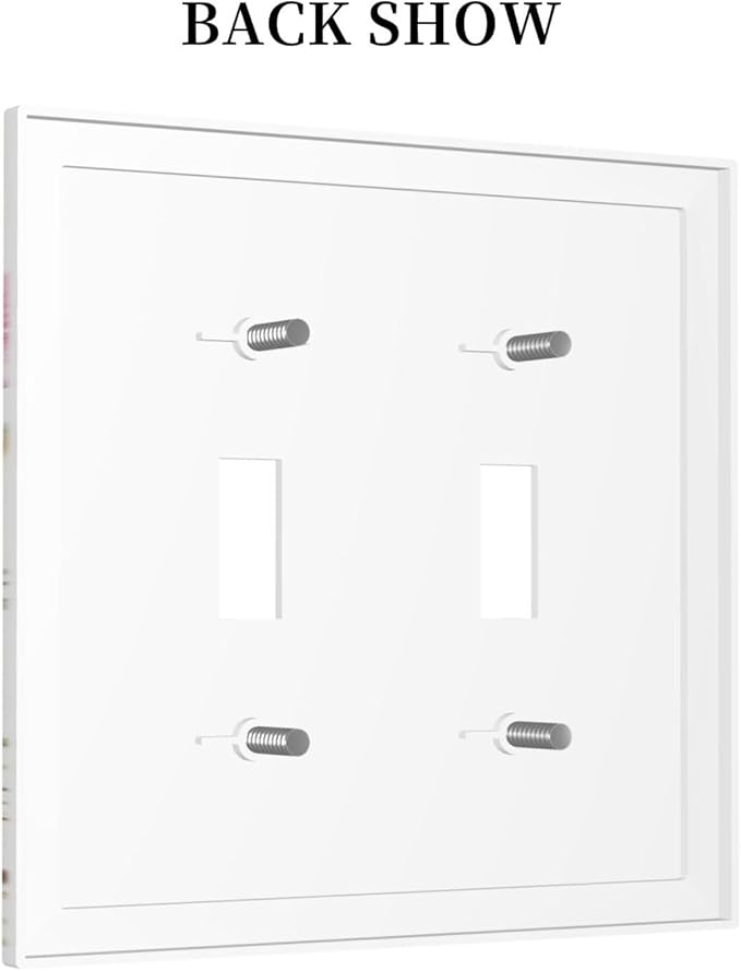 Pink Floral Wild Flowers Watercolor Plants Decorative Switch Plates 2 Gang Double Toggle Outlet Light Switch Cover Wall Plate Electrical Faceplate for Bedroom Living Room Decor