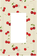 Sweet Cherry Blossom Single Rocker Switch Cover - 1-Gang Standard US Size Playful Cherry Duo Light Switch Covers, Retro Cherry Print for Girls Room Decor