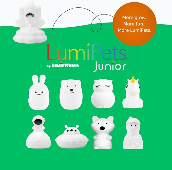 Lumipets Space Rocket LED Baby Night Light, Cordless, Touch Control, Soft Silicone Material, 8 Lulling Colors, Portable