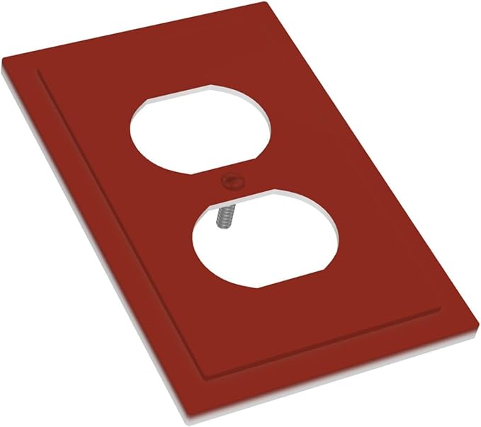 Decorative Dark Red 1 Gang Single Duplex Wall Plate Receptacle Outlet Covers, Modern Solid Colored/Color Wine Red Dual Device Socket Light Switch Cover Switchplate Faceplate Jumbo/Large Size