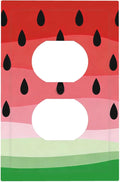 Gradient Watermelon Slice & Seeds Duplex Wall Plate - 1-Gang Standard US Size Summer Freshness Playful Fruit Design Outlet Covers for Kitchen Decor