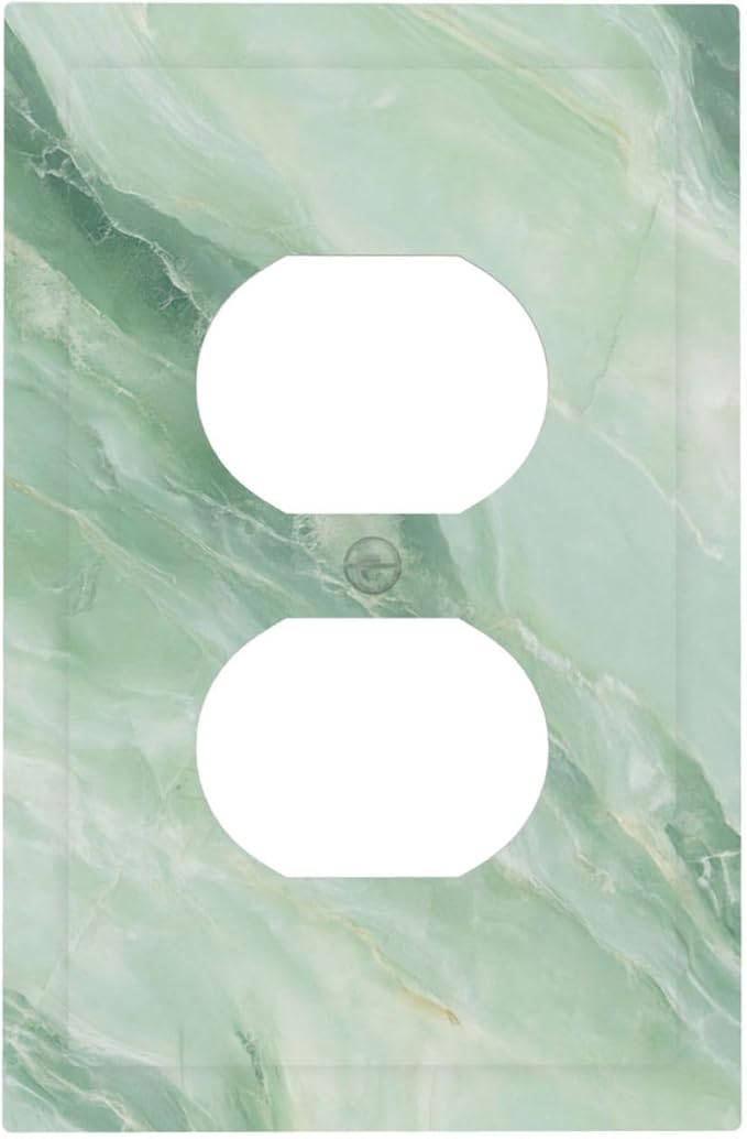 Outlet Covers Green Marble Luxury Abstract 1 Gang Duplex Light Switch Cover Plate Decorative Wall Plates Electrical Switchplate Receptacle for Bathroom Bedroom Decor（2 Pack）