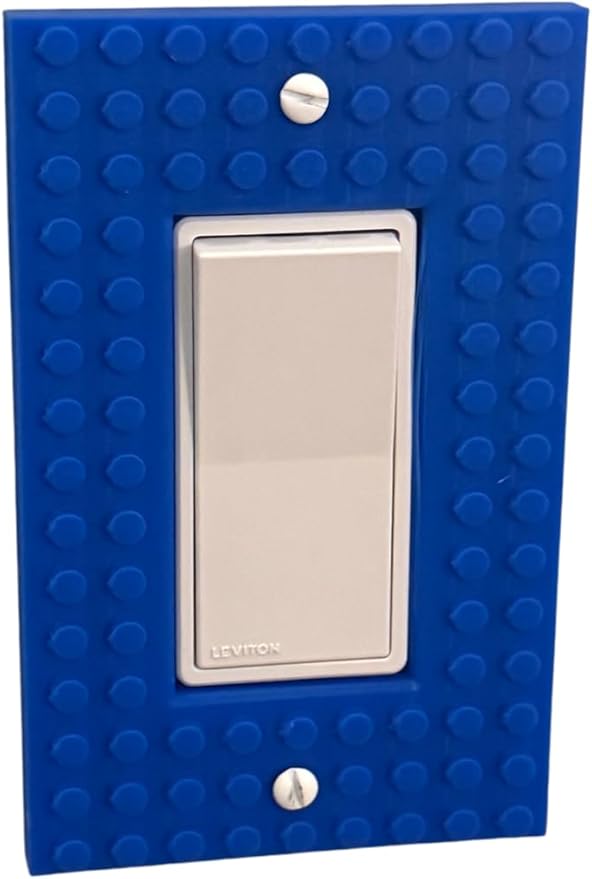 Brick Wall Plate, Rocker Toggle Light Switch Cover for Kids Bedroom, Game Room, 1-Gang (Blue)