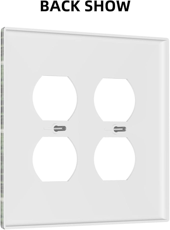 Boho Floral Green Leaves White Flowers Outlet Covers 2 Gang Double Duplex Decorative Light Switch Covers Electrical Wallplates Socket Faceplate for Farmhouse Bed Room Decor