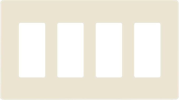 ENERLITES Screwless Decorator Wall Plates Child Safe Outlet Covers, Size 4-Gang 4.68" H x 8.30” L, Unbreakable Polycarbonate Thermoplastic, SI8834-LA, Glossy, Light Almond