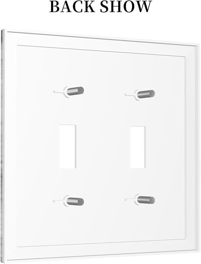 Beautiful Grey Marble Texture Simple Abstract Print Decorative Switch Plates 2 Gang Double Toggle Outlet Light Switch Cover Wall Plate Electrical Faceplate for Bathroom Kitchen Decor