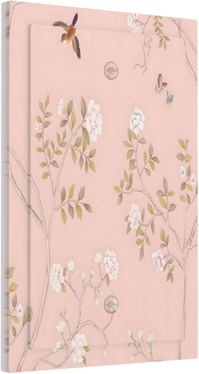 Pink Background Flowers Bird Butterflies Floral Light Switch Cover Plate 1 Gang No Device Blank Electrical Wall Plates Faceplate Decorative Switch Plate Covers for Bedroom Living Room Decor