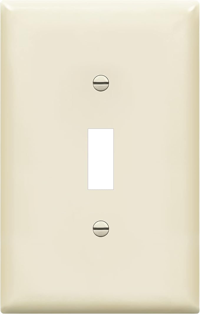 ENERLITES Toggle Light Switch Wall Plate, Gloss Finish, Midway Size 1-Gang 4.88" x 3.11", Unbreakable Polycarbonate Thermoplastic, UL Listed, 8811M-LA, Light Almond